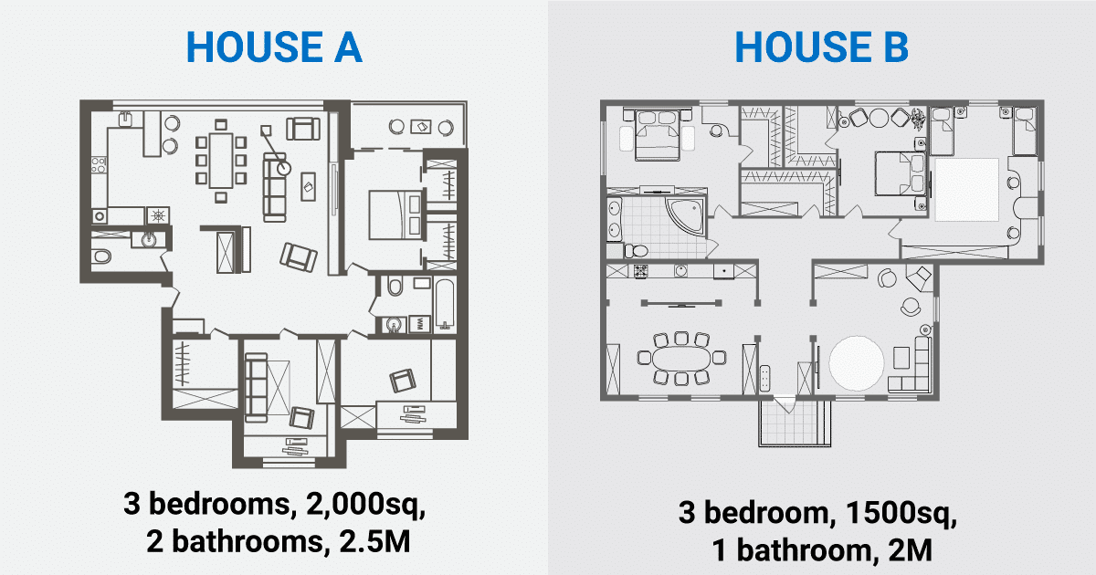 comparison similar 3 bedroom houses