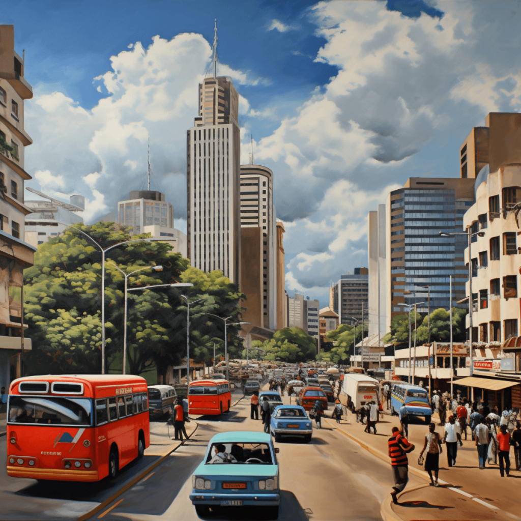 One of the busy streets in Nairobi, a city in which the property prices are soaring
