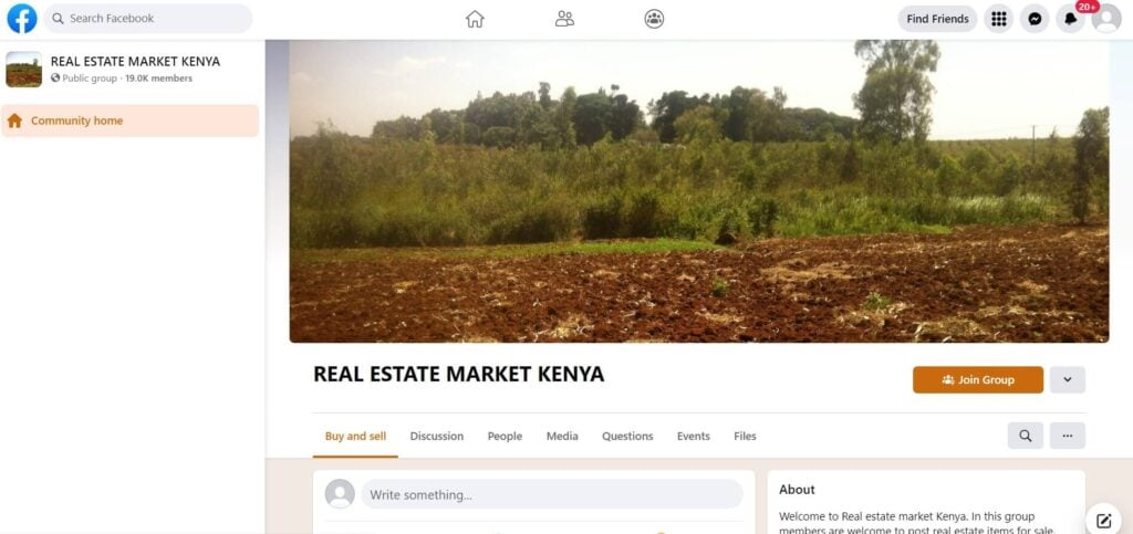 Facebook group for real estate in Kenya