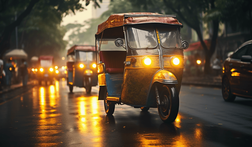 Tuktuks in Nyali, Mombasa in traffic
